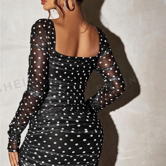 NWOT Adorable black and white polka dot dress - Picture 3 of 7
